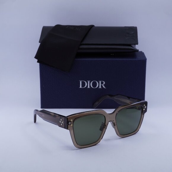 Dior CD DIAMOND S3F 64C0 Square Sunglasses - Transparent Brown/Green - Picture 5 of 10